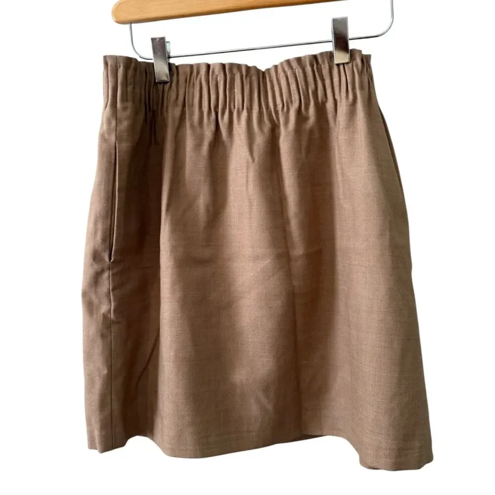J Crew Paperbag Waist Wool Mini Skirt Tan 6